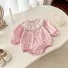 Nuevo Mameluco de Manga Larga para Bebés Niñas, Body con Lazo para Bebé, Ropa de Abrigo para Niñas Otoño 2026 Traje para Gatear