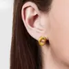 Conjunto de Colar e Brincos Mobius Estilo Zhou Cor Dourada Luxo Acessível de Alta Qualidade Brincos com Pingente Circular