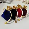 Bolsa de franela de boca dorada de fábrica bolsa de tela flocado bolsa con cordón bolsa para joyas bolsa de embalaje en stock