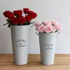 Balde de Flores para el Hogar Estilo Nórdico, Cubo de Lata para Flores Frescas de Floristería, Decoración Creativa para Sala de Estar, Flores Secas, Flores Artificiales, Cubo para Arreglos Florales