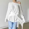 ¡7 Colores! Blusa de Moda con Tirantes para Mujer de Celebridad de Internet, Ropa Delgada de Manga Larga Holgada para Protección Solar, Top Sexy Versátil
