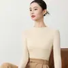 Lana finamente hilada, prêt-à-porter de primera línea, jersey de punto de cuello semi-alto, suéter ajustado para mujer, capa interior fina ajustada para otoño