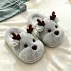 Pantuflas de Algodón para Niños Little Deer con Talón Invierno Unisex Antideslizantes de Interior para el Hogar Felpa de Dibujos Animados Cálidas Zapatos de Algodón para Bebé
