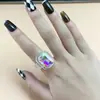 Anillo Cuadrado Octagonal de Resina de Moda Transfronterizo Personalizado Mezcla Multicolor Combinable Brillante Exquisito Anillo Pequeño