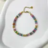 Collar con Diseño de Frisbee Colorido de Piedra Natural Estilo Étnico Collar de Piedras de Colores Collar de Perlas Dopamina Cadena para Clavícula Femenino