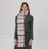 Cachecol Xadrez Estilo Coreano para Mulheres, Comércio Exterior Transfronteiriço, Cachecol Espesso de Inverno Quente com Forro de Fleece, Cachecol de Falso Caxemira, Xale e Gola