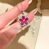 Colar vintage estilo vintage com botão de peônia totalmente cravejado de diamantes de cinco pétalas para mulheres, design floral, luxo leve, corrente elegante e de alta qualidade para a clavícula