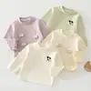 Ropa interior básica de algodón suave Clase A para bebé, camiseta de manga larga para otoño e invierno para bebés, elegante y adecuada para usar como prenda exterior, ropa infantil para niños y niñas
