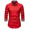 Camisa a cuadros para hombre de Amazon europea y americana transfronteriza, camisa de manga larga elástica en cuatro direcciones para hombre