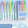 Marcador de duas pontas estilo coreano ins com cores empilhadas para estudantes com marcador colorido de alta capacidade, caneta para marcação de texto e escrita manual