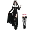 Fantasia Sexy de Freira para Halloween Freira Carnaval Cosplay Freira Negra Fantasia de Vampiro Bruxa Empregada Role Play
