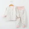 Terno de ceroulas para bebê, sem osso, cintura alta, outono e inverno, pijamas para bebês, roupas de casa para homens e mulheres, terno de fundo