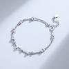 Tobillera Ajustable de Plata de Ley 925 con Perla Ligera Diseño de Moda Coreana Simple Versátil Tobillera de Amistad Al por Mayor