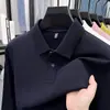 Camisa polo masculina de alta qualidade 100% algodão de fibra longa com gola, mangas compridas, para primavera e outono, estilo business casual, old money, camiseta de algodão puro para homens