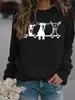 Desejo Outono e Inverno Transfronteiriço Feminino Top Comércio Exterior Europa e América Fofo Alpaca Estampado Casual Gola Redonda Suéter Camisa