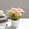 Rosa Chá Cruzada Bola Crisântemo Pequeno Bonsai Estilo Pastoral Decoração de Casa Flores Artificiais Plantas Verdes Pequenos Enfeites de Interior Flores Simuladas