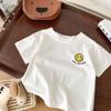 Camisetas de Manga Curta 100% Algodão Puro para Meninos 2025 Nova Moda de Verão para Meninas Camisas Base Soltas Roupas de Verão t