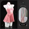 Lemon Story Lencería Sexy Pareja Coqueteo Pasión Caliente Cama Falda de Tirantes Reveladora de Pecho Pequeño Conjunto de Pijama para Mujeres