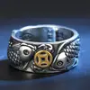 Plata Pura Oro Arowana Moneda de Cobre Anillo de Plata Pura Anillo Abierto para Hombre Riqueza Deseo Propicio Artesanía Retro