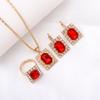 Conjunto de tres piezas de joyería transfronteriza europea y americana con colgante, pendientes, anillo y diamantes, traje de decoración nupcial de moda.