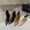 Botines de Tobillo de Tacón Alto Puntiagudos con Parches de Diseño de Nicho Nuevo Otoño/Invierno Botas Elegantes Delgadas Adelgazantes para Mujer