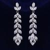 Cao Shi comercio exterior temperamento largo pendientes delgados flor hojas juego completo pendientes de circonita elegantes pendientes europeos y americanos