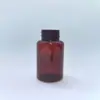 Directo del FabricanteBotella de PET marrón para productos de salud con tapa dorada, botella para cápsulas, botella de plástico para productos de salud disponible