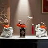 Un Par de Adornos de Elefantes Atractores de Fortuna en un Nuevo Estilo Chino para Entrada, Sala de Estar, Mueble de TV, Escritorio de Oficina y Decoraciones de Mesa