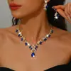 Stock Listo Vestido de Novia al por Mayor con Joyería para Novia Corona Collar Pendientes Conjunto de Dos Piezas Joyería de Aleación para Mujer Ecológico