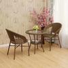 Juego de Tres Piezas de Silla de Ratán, Mesa de Café Pequeña para Exteriores, Combinación de Silla de Té para Balcón Interior, Silla con Respaldo Tejido de Ratán para Patio, Mesa de Ratán, Arte de Ratán