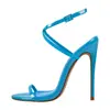 Tacones Altos para Mujer de Tira Fina Simple, Estilo Hierro Forjado Transfronterizo, en Amarillo Neón, Disponibles en Tallas Grandes, 12 cm, Estilo Europeo y Americano