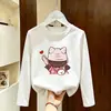 Roupa infantil, camiseta de manga longa para meninas, camiseta base 100% algodão para crianças, novo estilo outono 2026, blusa estampada de desenho animado para meninas
