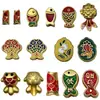Accesorios para Joyería DIY Colgante de Pez Dorado que Conserva el Color Amuleto de Bendición Estilo Chino Pulsera de Hilo Rojo Accesorio para Collar Colgante