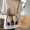 Bolso Cubo de Color Contrastante para Mujer Verano 2024 Nuevo de Moda Bolso de Hombro con Empalme de Lona Textura Estilo Coreano Bolso Cruzado