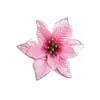 Accesorios de Navidad Flores para árbol de Navidad Decoraciones navideñas Polvo dorado Flores de Navidad Accesorios para corona de árbol de Navidad 6 flores por paquete