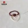 Anillo de Cinabrio Piedra Cruda Arena Dorada Púrpura Cuentas Pixiu Flor Rosa Anillo de Espinela Anillo Elástico Suministro en Vivo