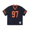 Marca Americana Trendy Retro Deportes Estampado Suelta Manga Corta Verano para Pareja Cuello en V Jersey Malla Contrastante Casual Camiseta