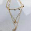 Collar multicapa para mujer con colgante de luna llena de diamantes y estrella de cinco puntas, estilo transfronterizo europeo y americano, para mujer