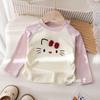Camiseta de Manga Longa para Meninas, Nova Estilosa Camiseta Básica de Desenho Animado para Primavera e Outono, Top Color Block com Detalhe de Renda para Bebê Menina