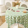 Toalha de Mesa Redonda Impermeável e à Prova de Óleo Xadrez Fresca e Simples, Toalha de Mesa PVC Resistente ao Calor Estilo Novo, Protetor de Superfície de Mesa de Centro