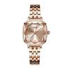 Novo relógio feminino Goldie's com pulseira de aço explosivo, relógio quadrado fashion vermelho, casual, à prova d'água, relógio de quartzo, vendas diretas da fábrica