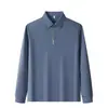 Nova Camisa Polo Antibacteriana de Secagem Rápida para Homens e Mulheres, Camiseta de Manga Longa para Negócios, Camisa Polo Sem Costura, Cor Lisa Casual