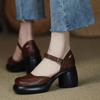 Nuevas Sandalias Mary Jane Francesas Retro de Tacón Alto y Punta Cerrada para Mujer, Nuevo Estilo Verano 2026, Tacón Grueso, Zapatos de Correa Única