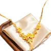 Popular conjunto de colar e anel banhado a ouro em estilo chinês floral novo para casamento, o mesmo estilo das joalherias