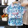 Conjunto de Camisa de Manga Curta Infantil Verão Fino Moda Estéreo 3D Meninos e Meninas Bebês Shorts Roupa de Casa Camisa
