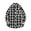 2024 Nueva Camisa Ligera de Cuadros Estilo Hong Kong Chaqueta Holgada Camisa de Algodón para Hombre y Mujer Chaqueta de Cuadros Versátil CS2409