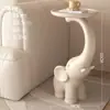 Adornos de Elefante de Pie Estilo Crema Sala de Estar Gabinete de TV Junto al Sofá Mesa Auxiliar de Dormitorio Mesa de Noche Bandeja de Mesa Almacenamiento