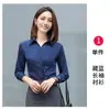 Nueva colección de primavera entrevista ropa formal para mujer camisa de cuello en V manga larga corta ropa de negocios misma camisa para hombre y mujer corte ajustado ropa de trabajo