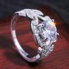 Desejo Anel de Princesa Europeu e Americano Mais Vendido com Diamante Simulado Folhas Noivado Aliança de Casamento Joias Atacado