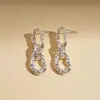 Pendientes Ovalados Metálicos Europeos y Americanos con Puntada Plisada, de Moda, Sencillos, de Nicho, de Gama Alta, Pendientes Transfronterizos para Mujer